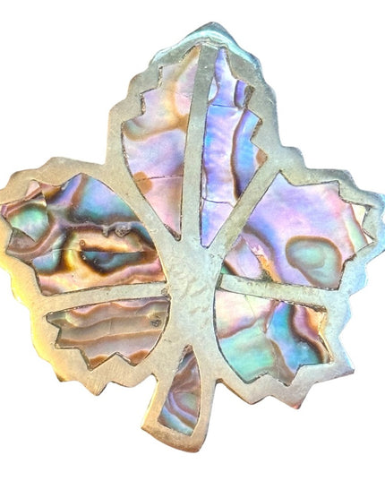 Vintage 1960s Mexico Silver Abalone fancy maple leaf brooch