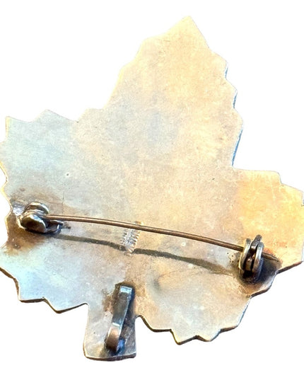 Vintage 1960s Mexico Silver Abalone fancy maple leaf brooch