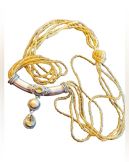 Lovely 18” Sterling silver CITRINE handmade Nepal 925 PTI pearl necklace
