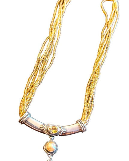 Lovely 18” Sterling silver CITRINE handmade Nepal 925 PTI pearl necklace