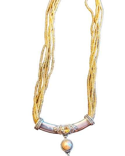 Lovely 18” Sterling silver CITRINE handmade Nepal 925 PTI pearl necklace