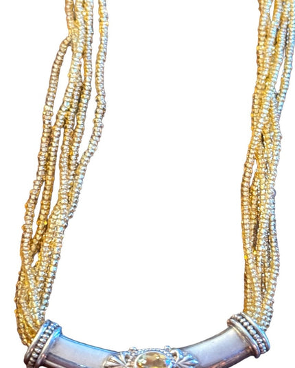Lovely 18” Sterling silver CITRINE handmade Nepal 925 PTI pearl necklace