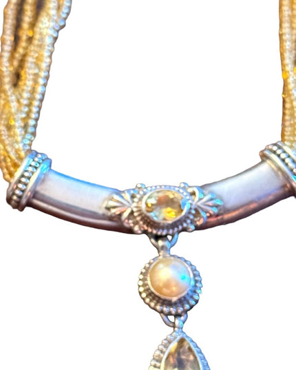Lovely 18” Sterling silver CITRINE handmade Nepal 925 PTI pearl necklace