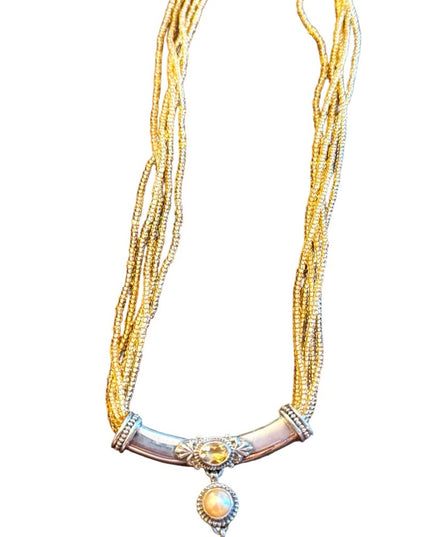 Lovely 18” Sterling silver CITRINE handmade Nepal 925 PTI pearl necklace