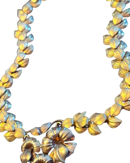 Stunning vintage 12k GF fancy flower gold art deco necklace