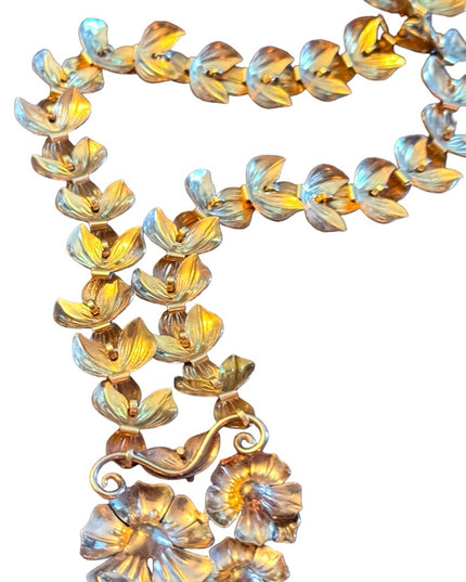 Stunning vintage 12k GF fancy flower gold art deco necklace
