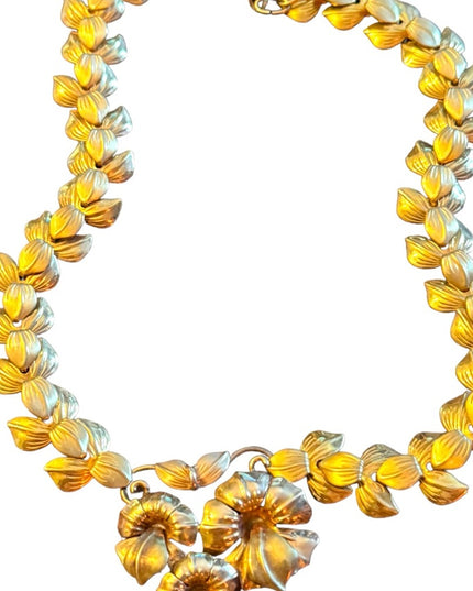 Stunning vintage 12k GF fancy flower gold art deco necklace