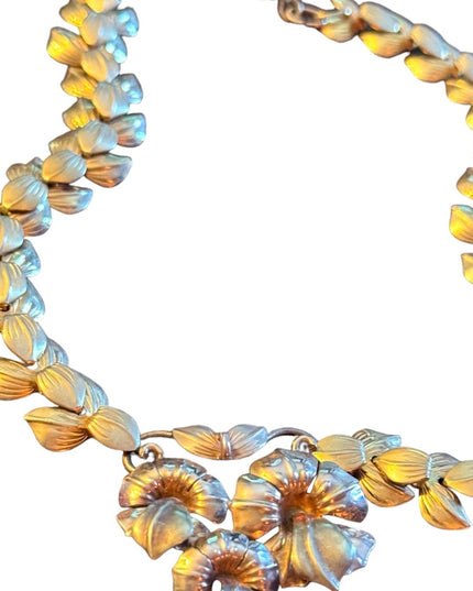 Stunning vintage 12k GF fancy flower gold art deco necklace