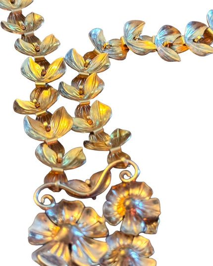 Stunning vintage 12k GF fancy flower gold art deco necklace