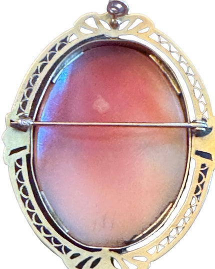 Stunning antique 10k Solid gold LG hand Carved  cameo brooch pendant