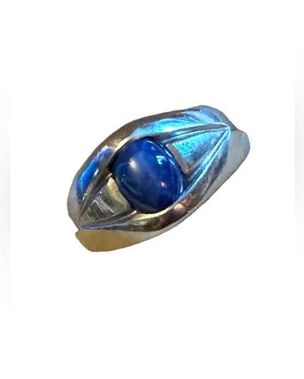 Vintage mens 10k white gold star sapphire ring