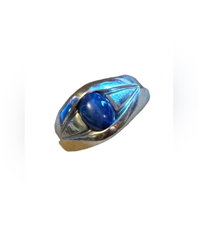 Vintage mens 10k white gold star sapphire ring