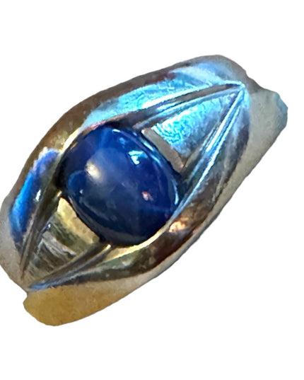 Vintage mens 10k white gold star sapphire ring