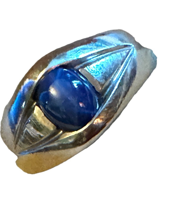 Vintage mens 10k white gold star sapphire ring