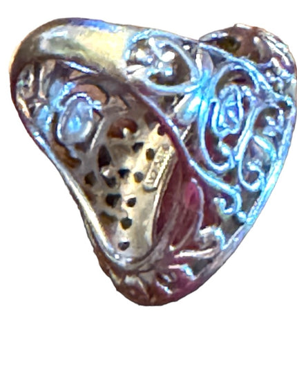 Sterling silver 925 Large statement ring raw ruby scrolled design