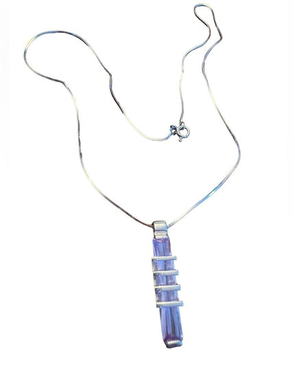 Sterling silver 925 Rhodium plt purple ice crystal necklace