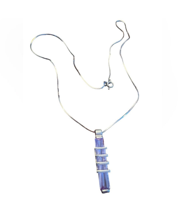 Sterling silver 925 Rhodium plt purple ice crystal necklace