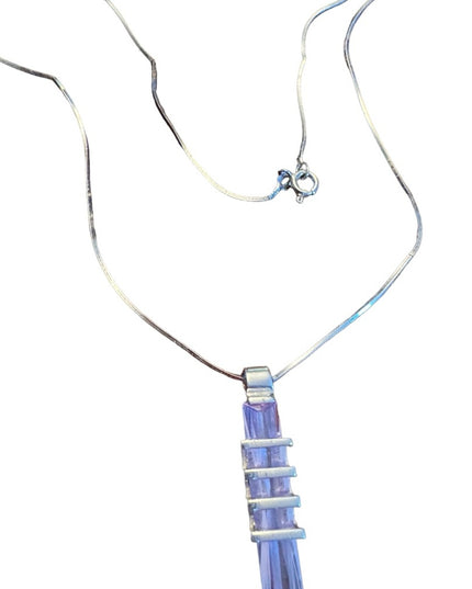 Sterling silver 925 Rhodium plt purple ice crystal necklace