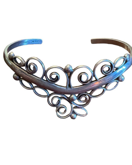 Sterling silver 925 MORNINGSTAR fancy filagree scrolled design cuff bracelet