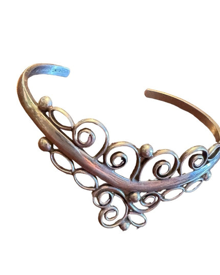 Sterling silver 925 MORNINGSTAR fancy filagree scrolled design cuff bracelet
