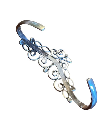 Sterling silver 925 MORNINGSTAR fancy filagree scrolled design cuff bracelet