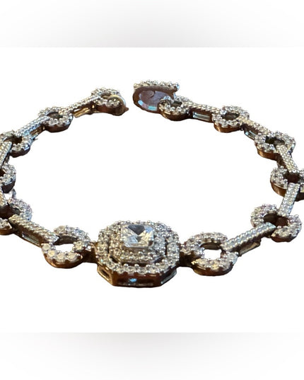 Sterling silver STAUER 925 fancy art deco link bracelet