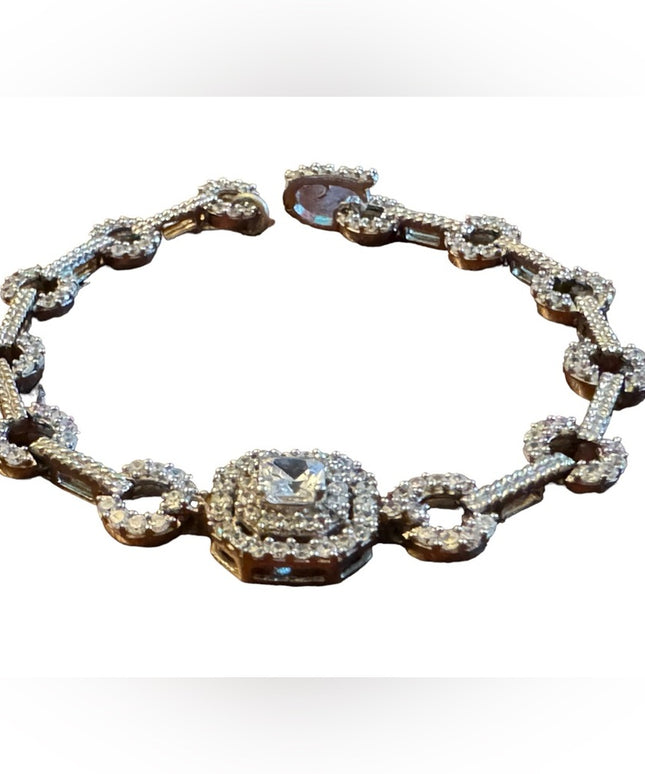 Sterling silver STAUER 925 fancy art deco link bracelet