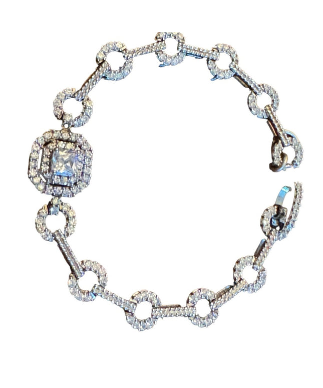 Sterling silver STAUER 925 fancy art deco link bracelet
