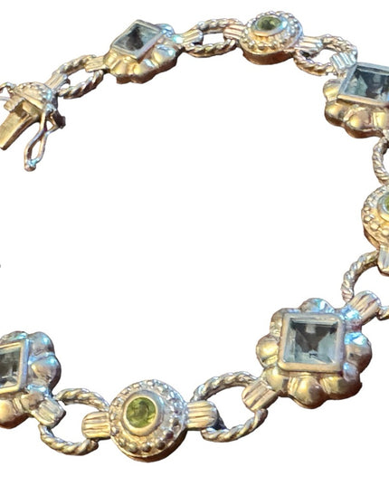 Sterling silver 925 FAS fancy blue crystal facet link bracelet