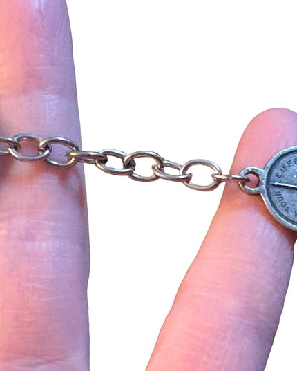 Vintage silver Paris France Tourist faux coin link bracelet