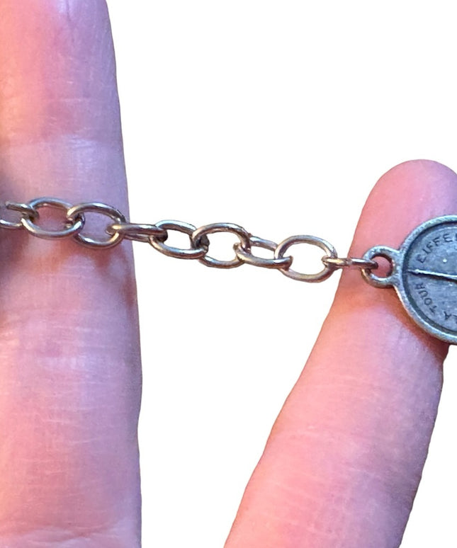 Vintage silver Paris France Tourist faux coin link bracelet