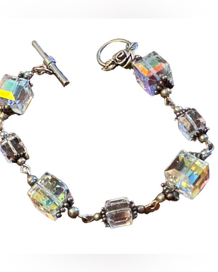 Artisan Chunky crystal sterling silver toggle bracelet