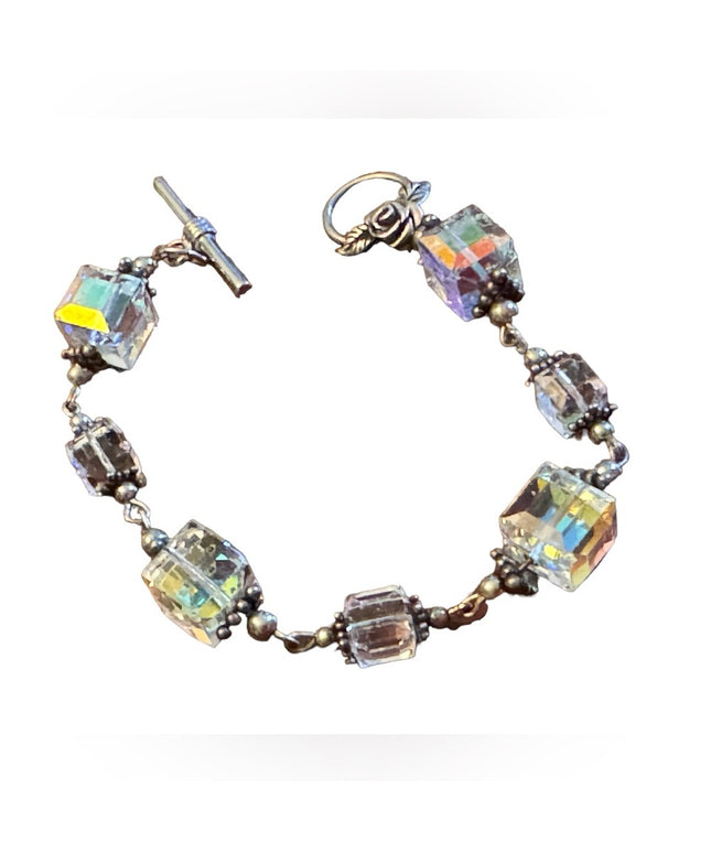 Artisan Chunky crystal sterling silver toggle bracelet