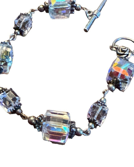 Artisan Chunky crystal sterling silver toggle bracelet