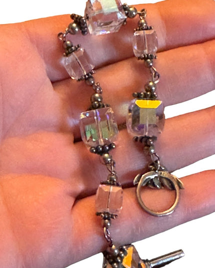 Artisan Chunky crystal sterling silver toggle bracelet