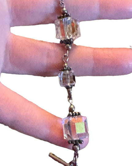 Artisan Chunky crystal sterling silver toggle bracelet