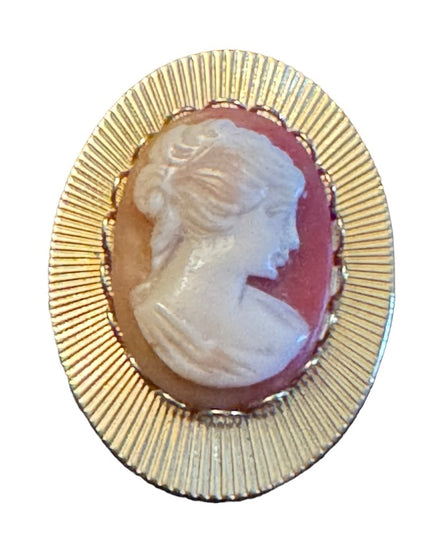 Vintage resin cameo gold finish fancy scarf clip
