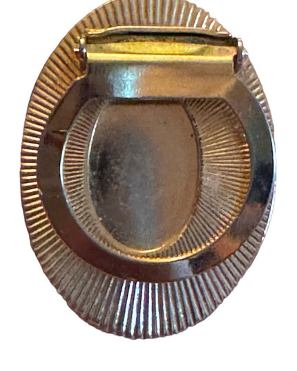 Vintage resin cameo gold finish fancy scarf clip