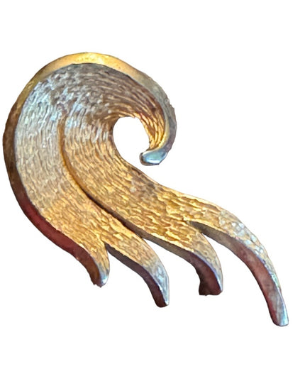 Vintage brushed gold finish modernist splash brooch