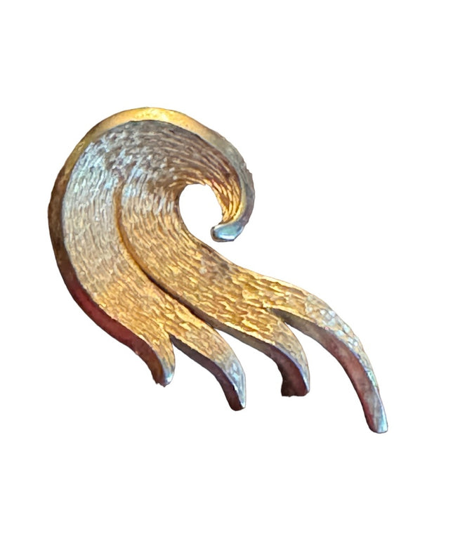 Vintage brushed gold finish modernist splash brooch