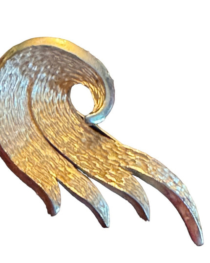 Vintage brushed gold finish modernist splash brooch