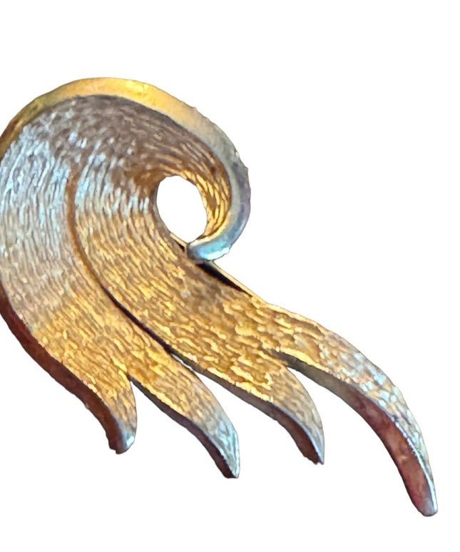 Vintage brushed gold finish modernist splash brooch