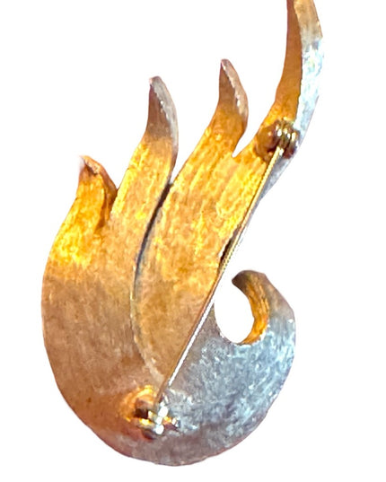 Vintage brushed gold finish modernist splash brooch