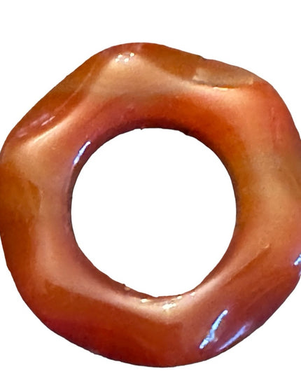 Vintage polished Carnelian stone handmade large donut pendant