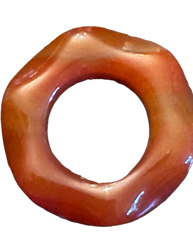 Vintage polished Carnelian stone handmade large donut pendant