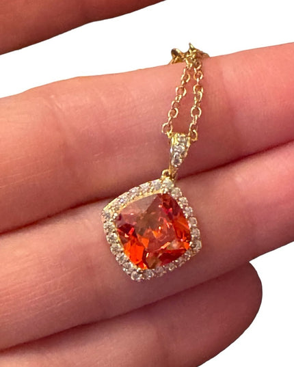 Sterling silver 925 orange crystal DSMK fancy sparkle earrings & necklace set