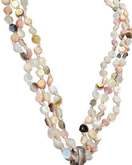 Vintage Sajen Inlaid Mother Of Pearl LARGE statement Heart Necklace 925 Silver