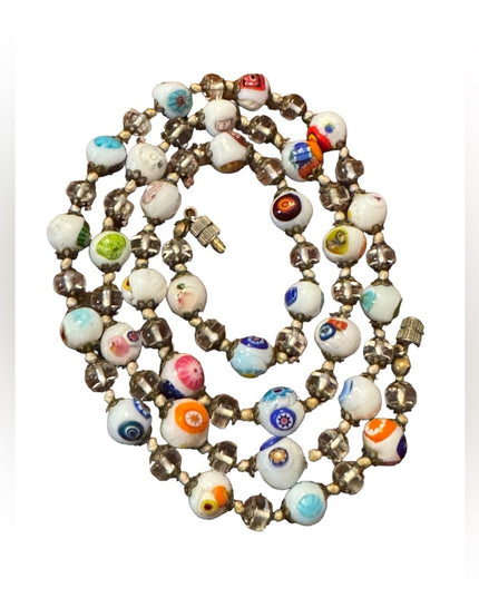 Murano milk Glass 26” inch  Necklace.hand blown glass from Italy Vintage