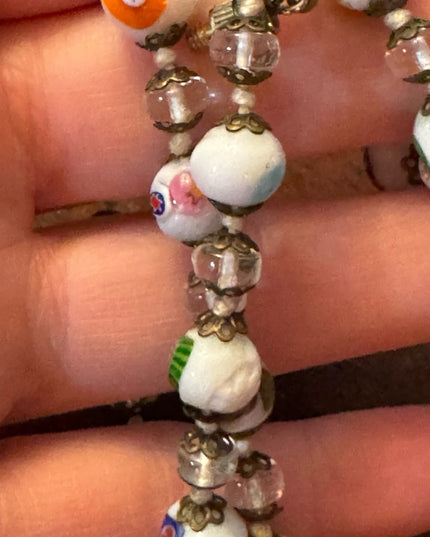Murano milk Glass 26” inch  Necklace.hand blown glass from Italy Vintage