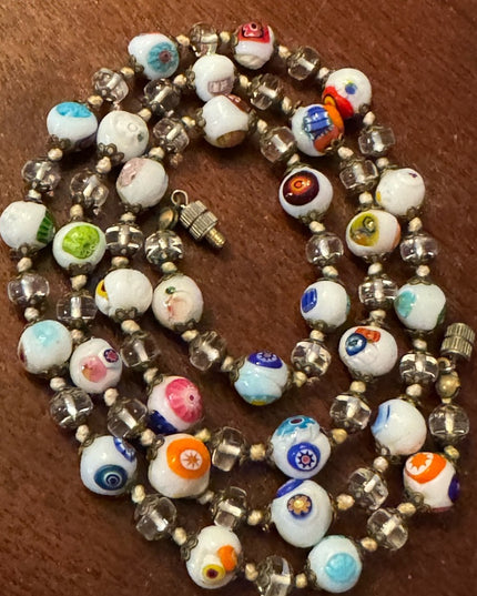 Murano milk Glass 26” inch  Necklace.hand blown glass from Italy Vintage